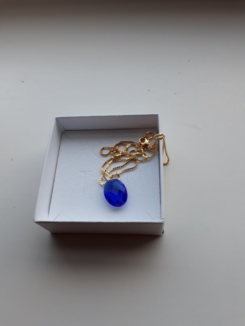 zirkonia 16 x 12 mm and filled gold chain Venezia 45 cm with carabin lock