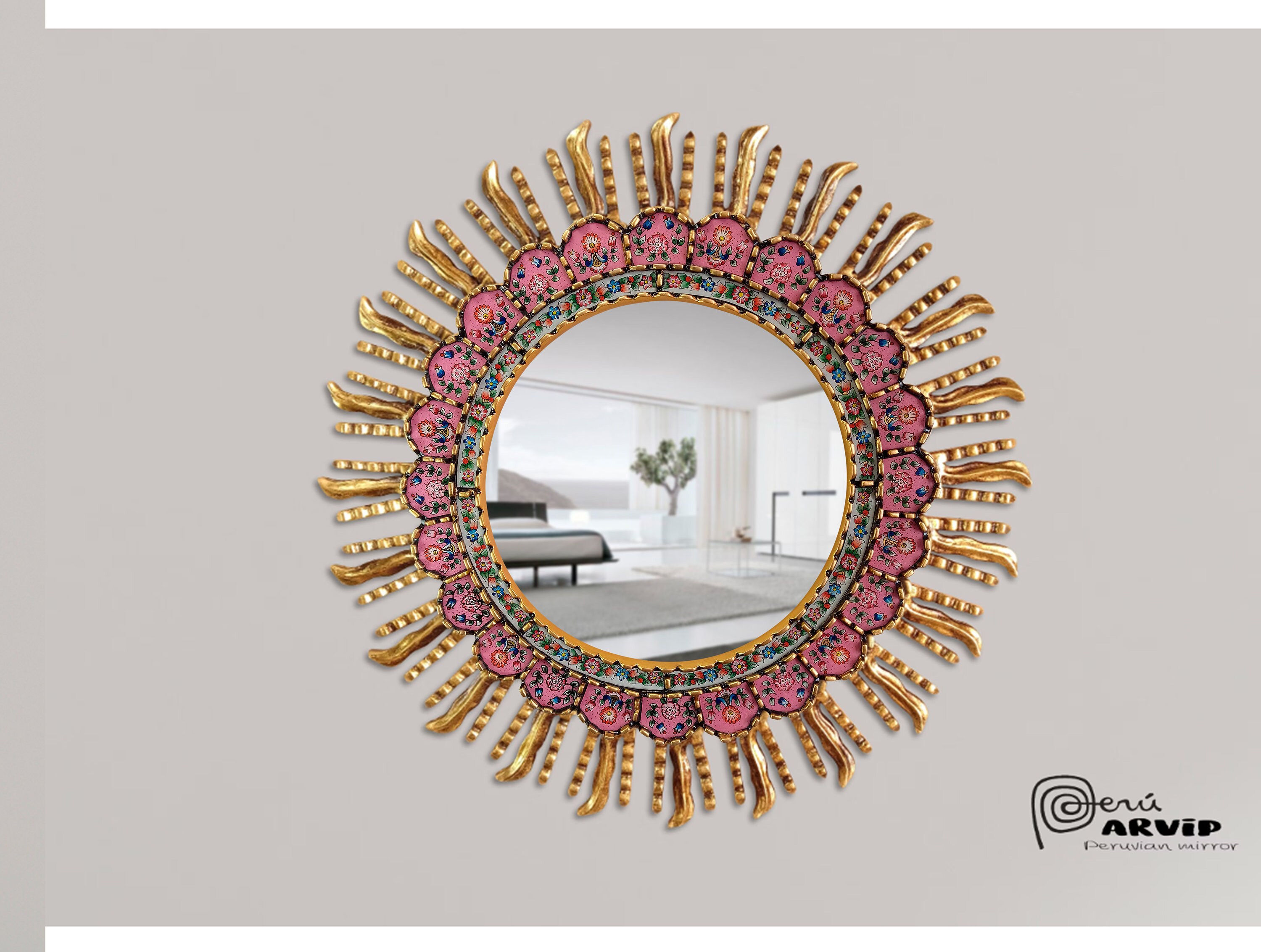Sun Gold Mirror Espejo Peruano, Decoración De Pared, Decoración De  Interiores, Espejos Decorativos, Espejo De Acento 22.84 -  Israel