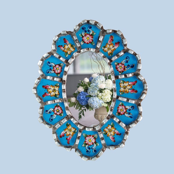 ARTesanía peruana- Decoración para el hogar- "Oval mirror- espejo chico 7.8"x6.3"