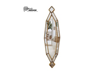 Cuscaja Peruvian Mirror Column with Handmade Gold Beads, (8.66" x 32.48")