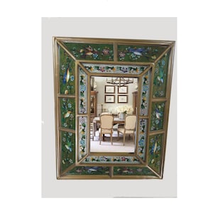 Carlos Ch.- 16"x12"(40x32cm)Peruvian Green  Rectangular Mirror, Green Hummingbirds Mirror for Living Room Mirror, Bathroom, Office, hall