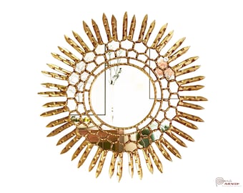 Cusco Golden MirrorØ 23.6" ,Peruvian Mirror Decorative, Accent mirrors, Ornaments, Gifts and Home Decoration