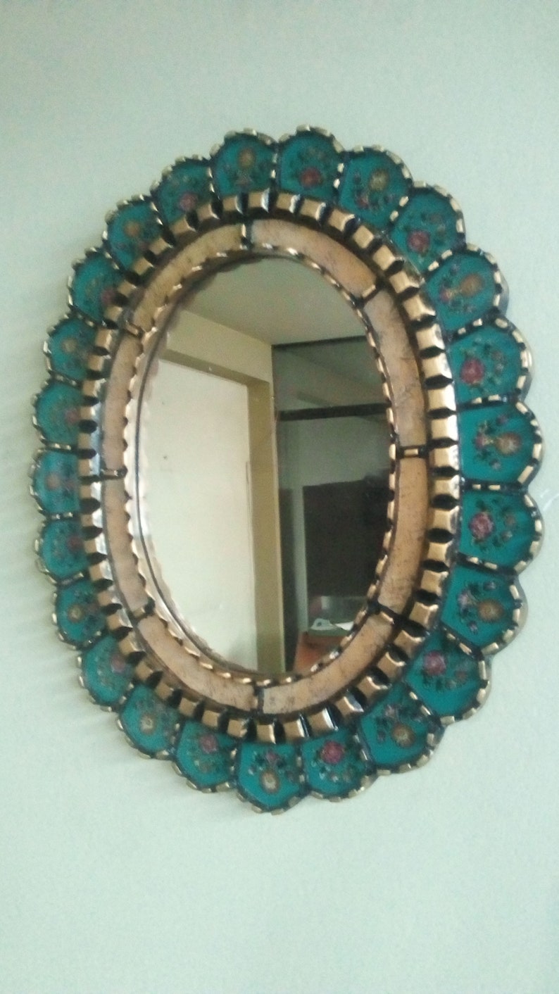 Turquoise Decorative Wall Mirror 20x16mirror From Etsy