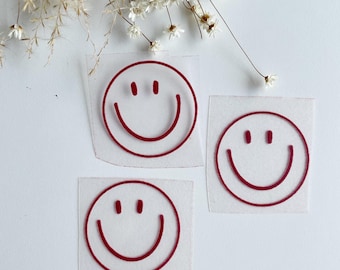 Smiley iron-on transfer made of flock foil • Iron-on image • Iron-on patches