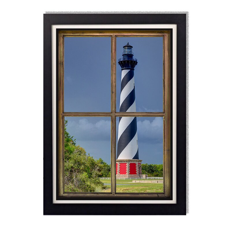 Cape Hatteras Lighthouse Outer Banks Window Framed Glossy Image 0