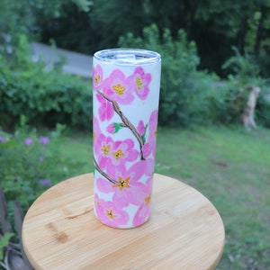 Hand Painted Cherry Blossom 20 oz. Skinny Tumbler