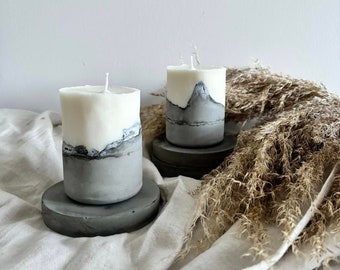 2 Handpoured Cement Candles With 2 Coasters Gift Set. Decorative candles. Handpoured wax candle. Cement coaster. Christmas gift