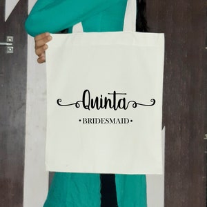 Personalized tote bag, custom name canvas bag, perfect for bridesmaids, unique wedding gift