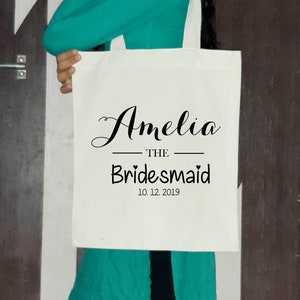 Personalized tote bag, custom name canvas bag, perfect for bridesmaids, unique wedding gift