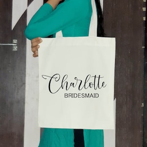 Personalisierte Brautjungfer Tragetaschen, Benutzerdefinierte Name Hochzeit Leinwand Tote, Bachelorette Geschenke Tasche, Brautparty Geschenke, Braut Hochzeitsgeschenke