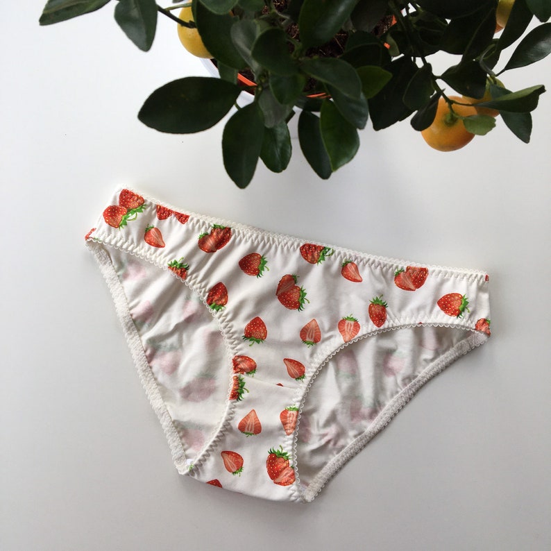 Classic Strawberries Panties For Women Cotton Jersey Lingerie Etsy 