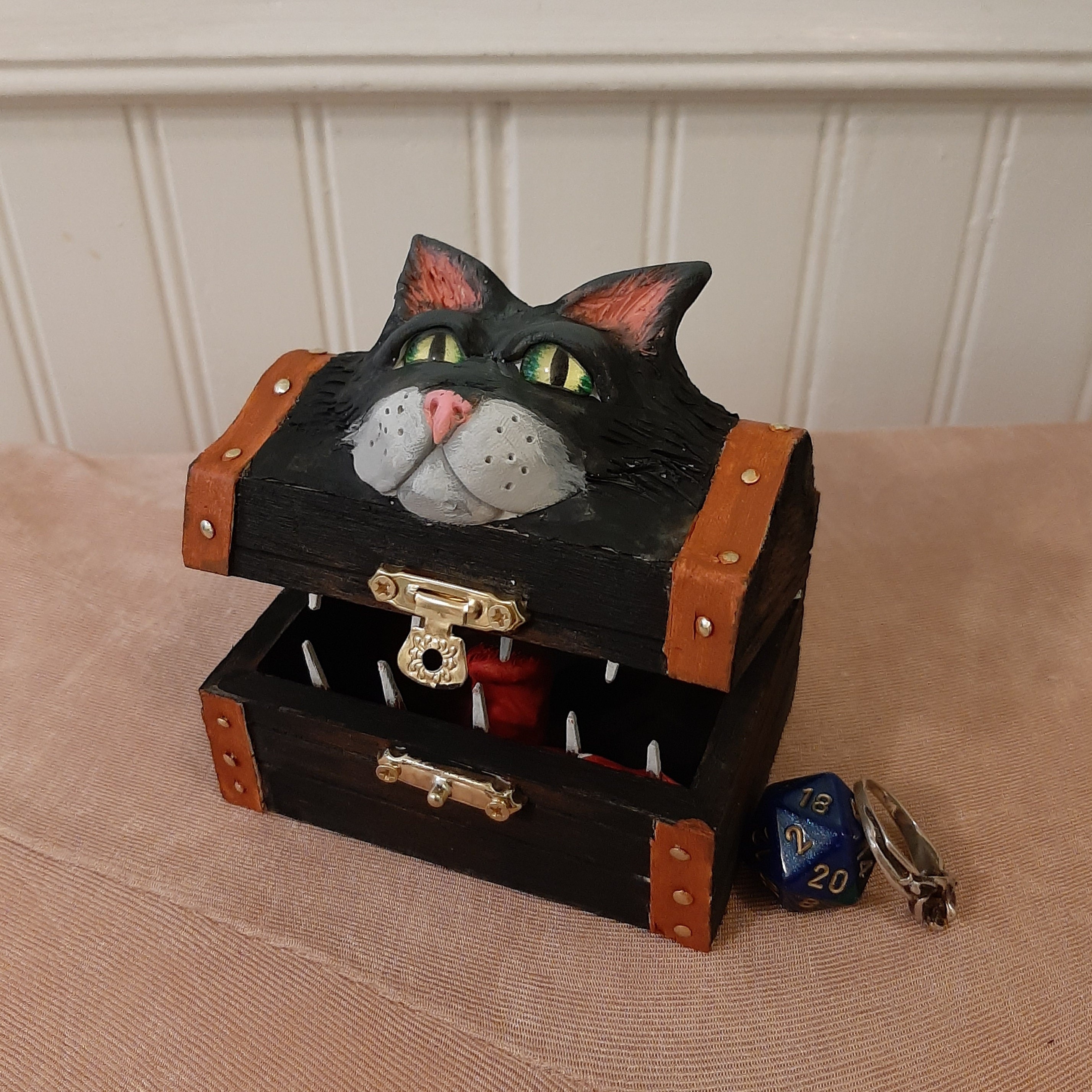 Small Black Cat scratch Ring Box 2.5x3x3.5 Hand - Etsy Israel