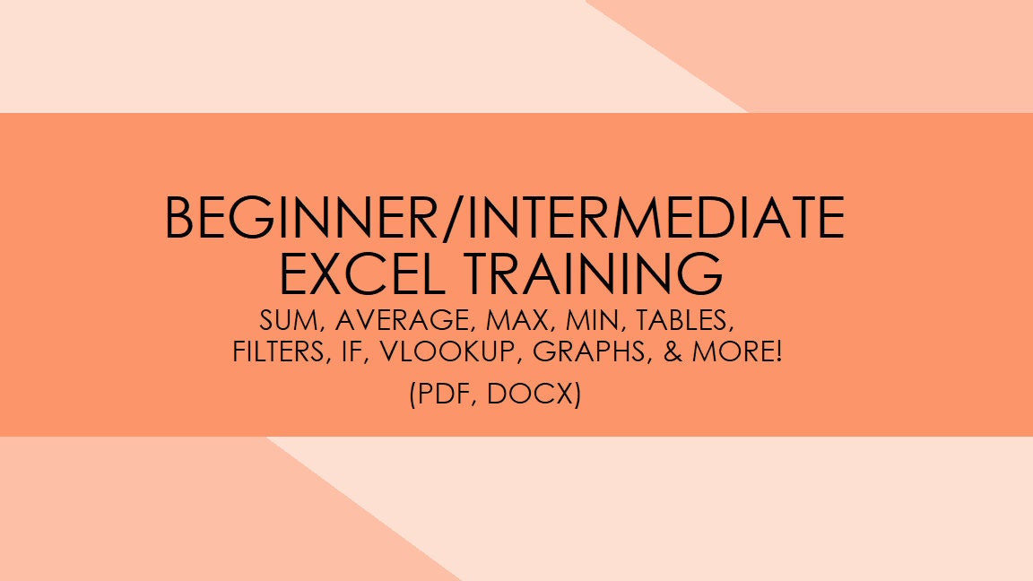 Beginner / Intermediate Excel Help Training Document - PDF DOCX ...