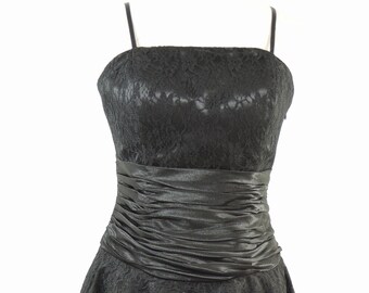 Cocktail dress, lace on satin, black