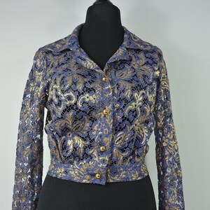 Lace jacket Blouson-form, royal blue-gold image 1