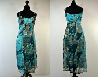 Summer dress carrier dress party dress turquoise, label comma