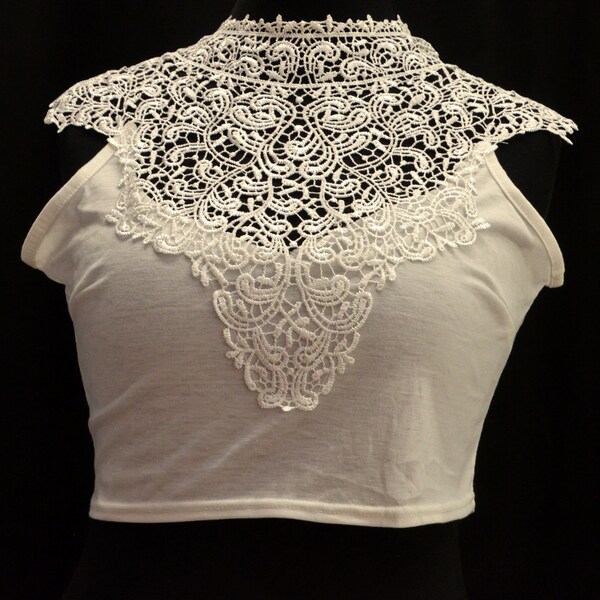 Neckholder Top white with lace