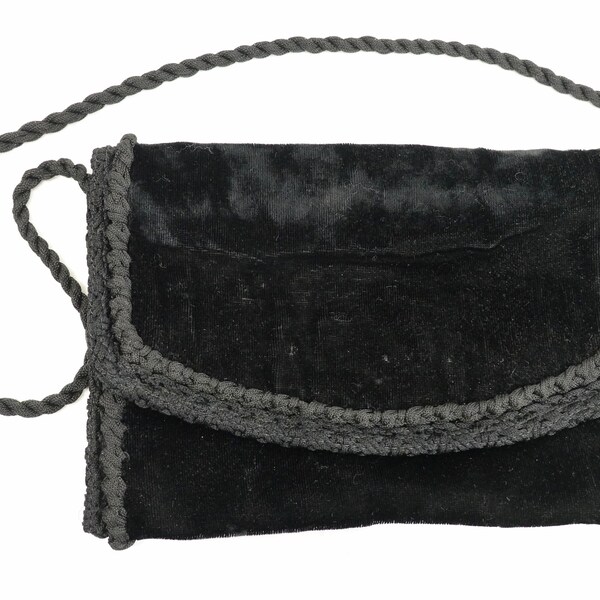 Vintage sac de soirée en soie noir au début des années 40
