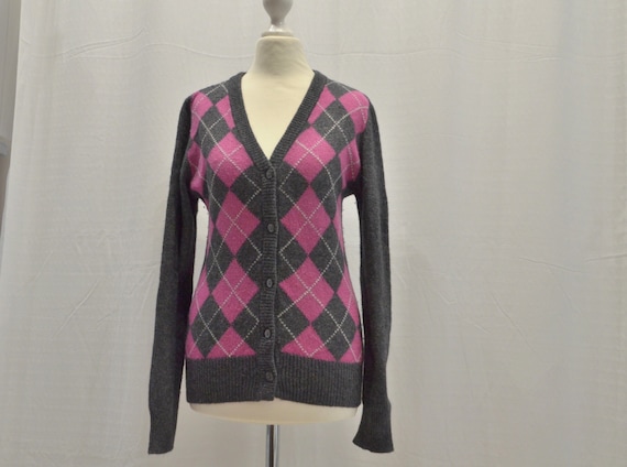 Vintage Cardigan anthracite and multicolor Argyle