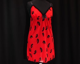 Sexy shirt underdress red-black 90s