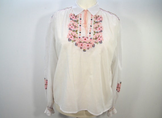 Folklore blouse shirt, smok embroidered