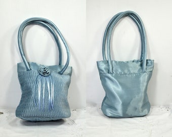 Vintage Satin-Tasche, hellblau, Mexican Pleads