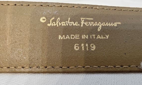 Vintage designer belt leather cream with crocodil… - image 8