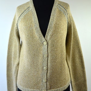 V-Neck Cardigan beige mit Lurexfaden 80er Bild 3