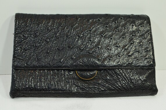 Wristlet ostrich leather 40s black