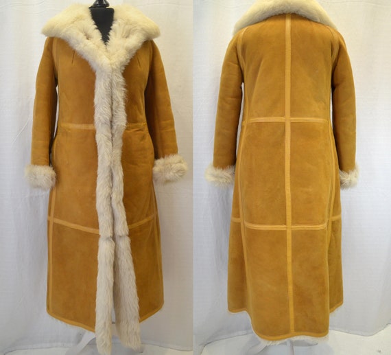Vintage Afghan Coat, Sheepskin Coat, Maxi Length