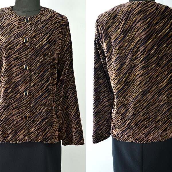 Samtjacke braun schwarz gold Animal Print