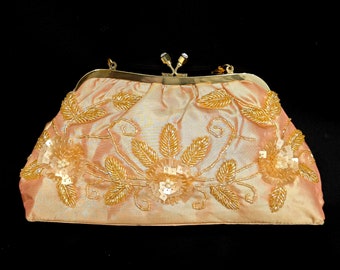 Embroidered vintage evening bag gold-colored