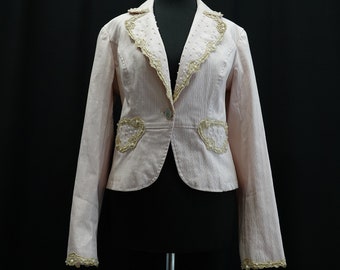 Vintage Festjacket rosa Borten und Perlen