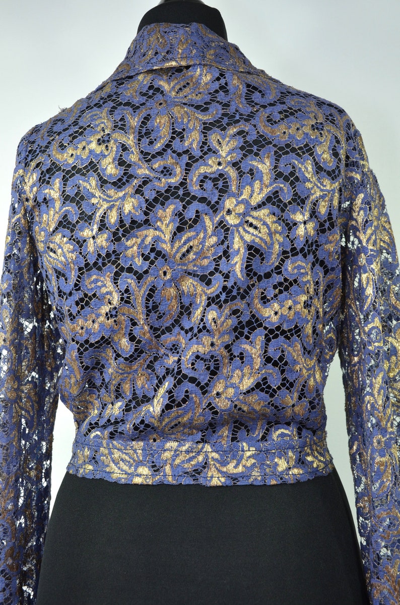 Lace jacket Blouson-form, royal blue-gold image 4