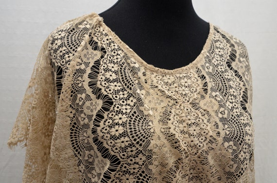 Lace blouse beige 80s with waist band - image 7