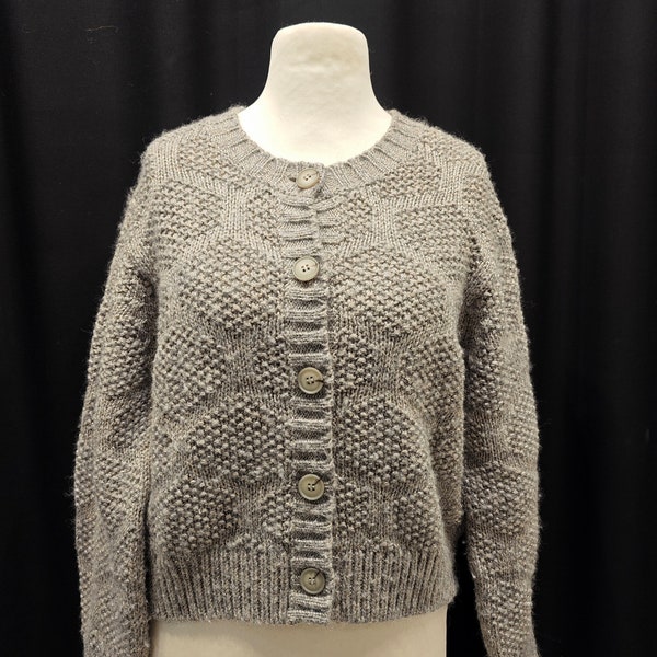 Grau-beige Vintage Strickjacke mit Lurex