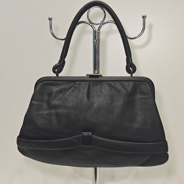 60er weiche Vintage Ledertasche schwarz