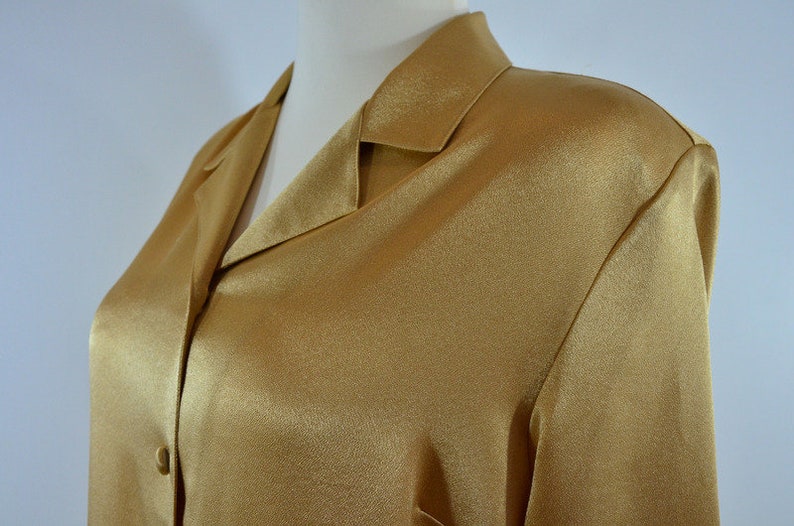 80er Blusen-Longjacke, bestickt, goldfarben Bild 3