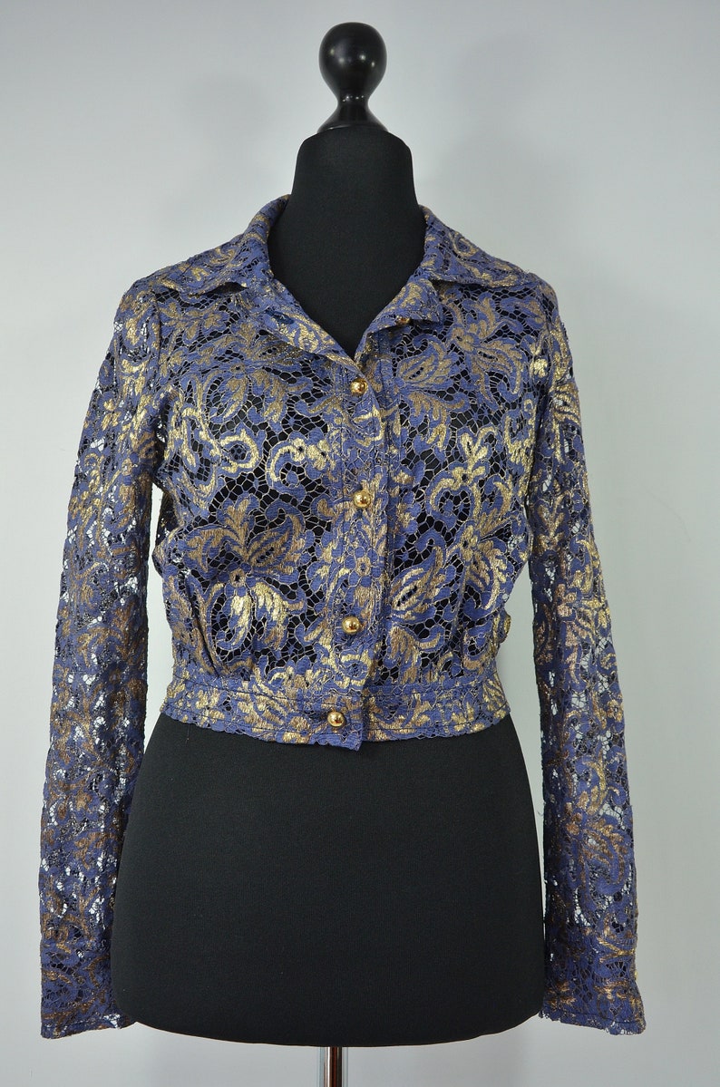 Lace jacket Blouson-form, royal blue-gold image 1