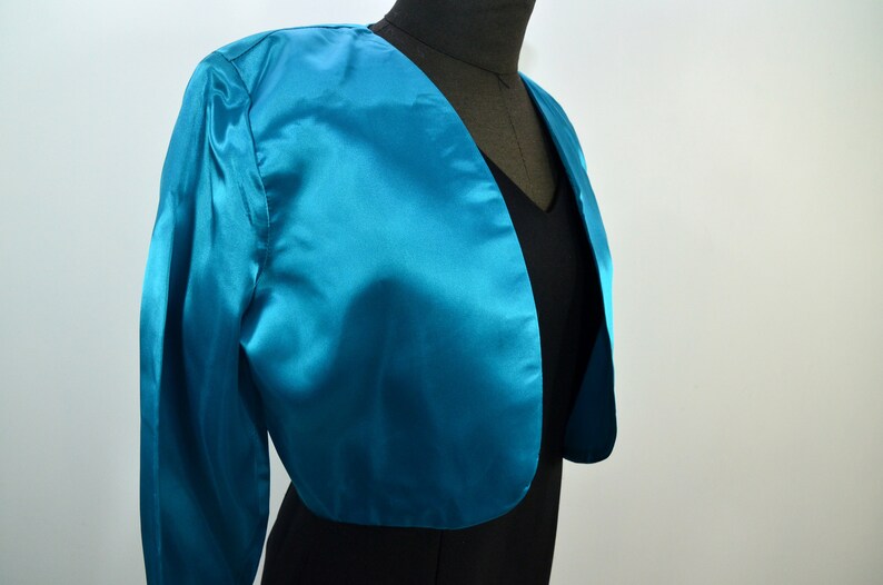Satin Bolero short jacket turquoise 80s