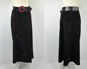 MidiMaxi folk rock boots skirt Babycord Black