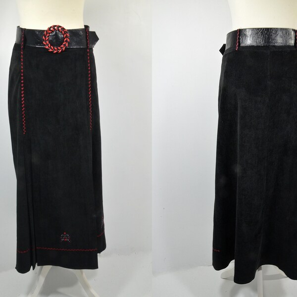 MidiMaxi folk rock boots skirt Babycord Black