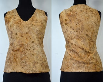 Wickeltop, Broderie Anglaise, cognac bis kupferfarben