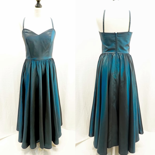 60er Vera Mont Abendkleid Ballkleid Petrol Ballerinalänge