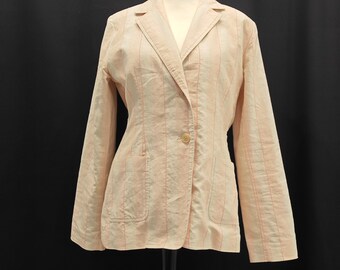 Sommerblazer Clubblazer Baumwolle Leinen gestreift beige lachs Frankreich