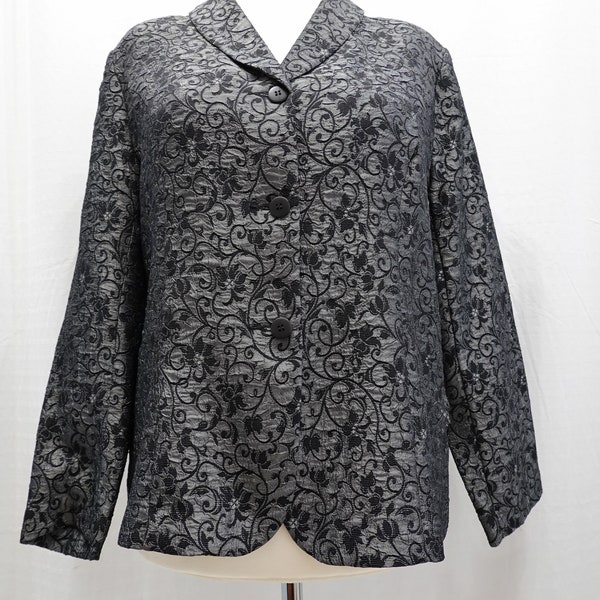 Festlicher Vintage Blazer Jacquard Altsilber Schwarz