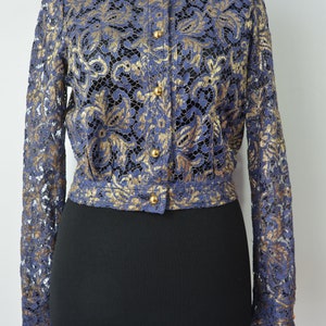 Lace jacket Blouson-form, royal blue-gold image 3