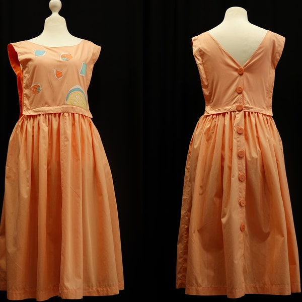 Designer René Derhy Paris Vintage Summer Dress with Appliqués