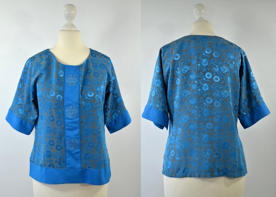 Halper blouse blue, jacquard, Chinese style - image 1