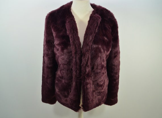 Burgundy Fake Fur Jacket 90s